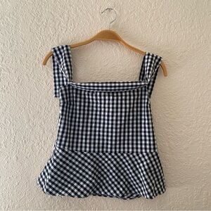 Express Gingham off the shoulder blouse